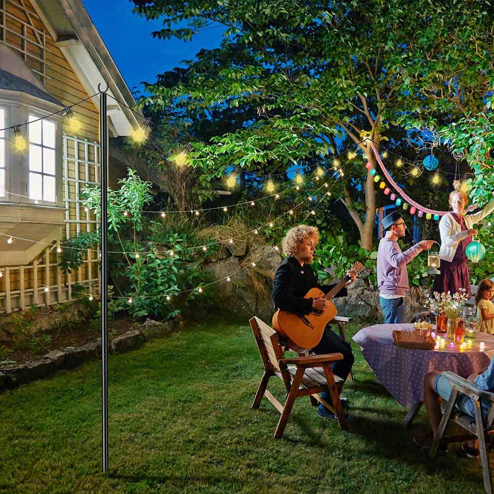 Yescom 10 ft Aluminum String Light Poles with Hook & Stakes 2ct/pk