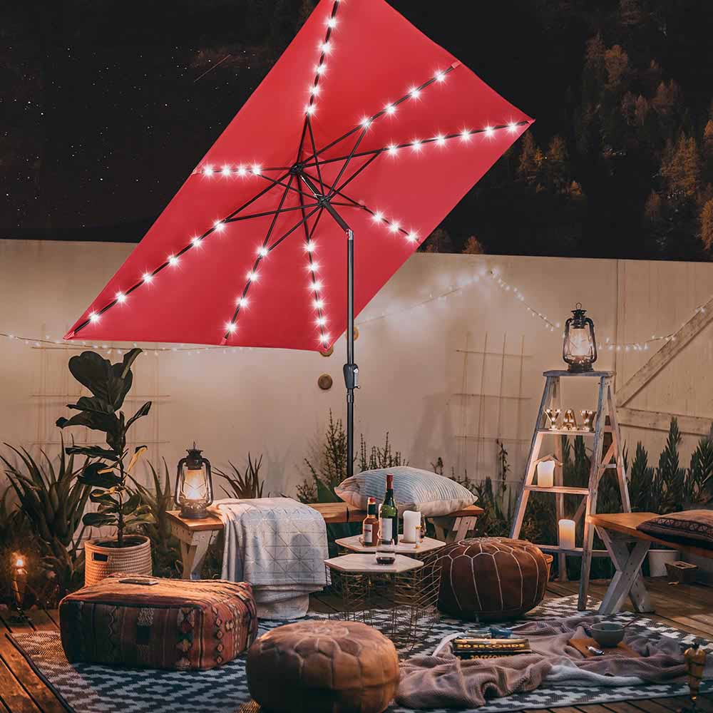 Yescom Prelit Patio Umbrella with Lights Square 10' 8-Rib