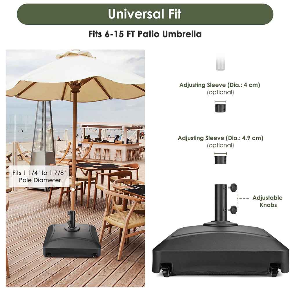 Yescom 13ft Wood Patio Umbrella with Base & Wheels