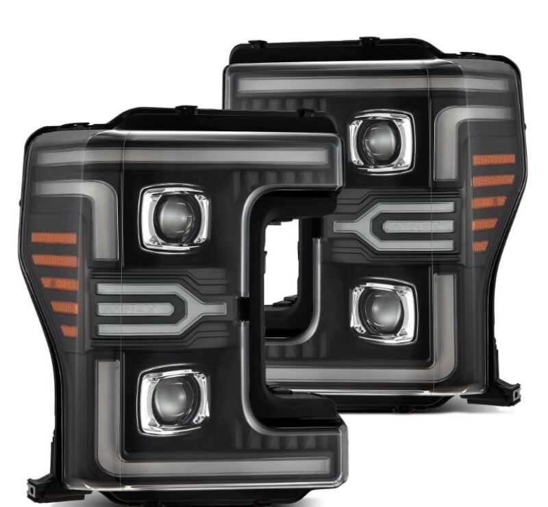 AlphaRex 17-19 Ford F-250/350/450/550 Super Duty LUXX-Series LED Proj Headlights Blk w/SS & SBDRL 880323 *Discontinued