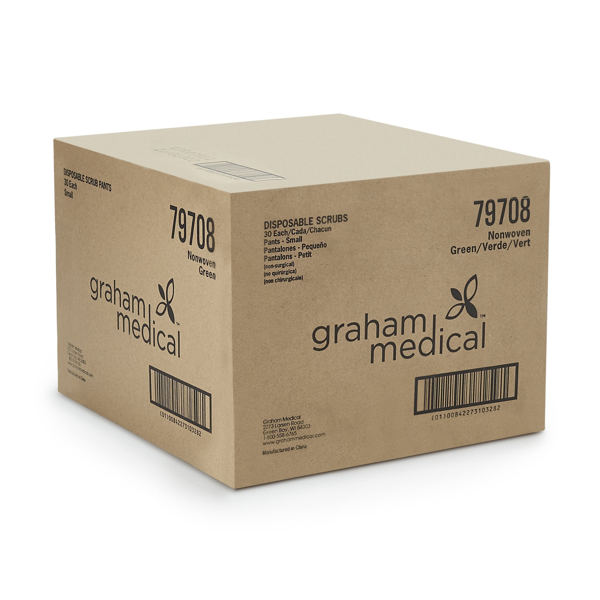 Graham Medical Patient Scrub Pants, Dark Green, Small 79708