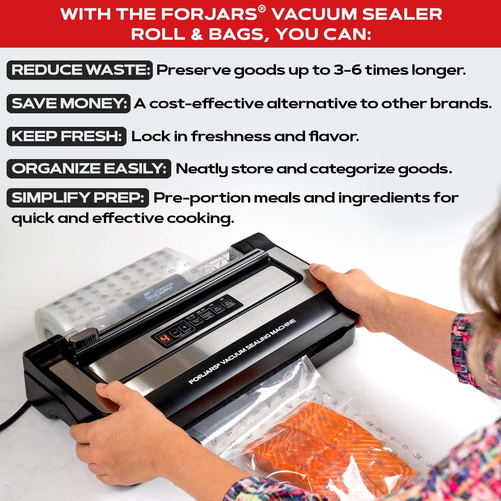 200 Count 6x9 Vacuum Sealer Bags - Textured on Both Sides, 7.5 Mil Thickness