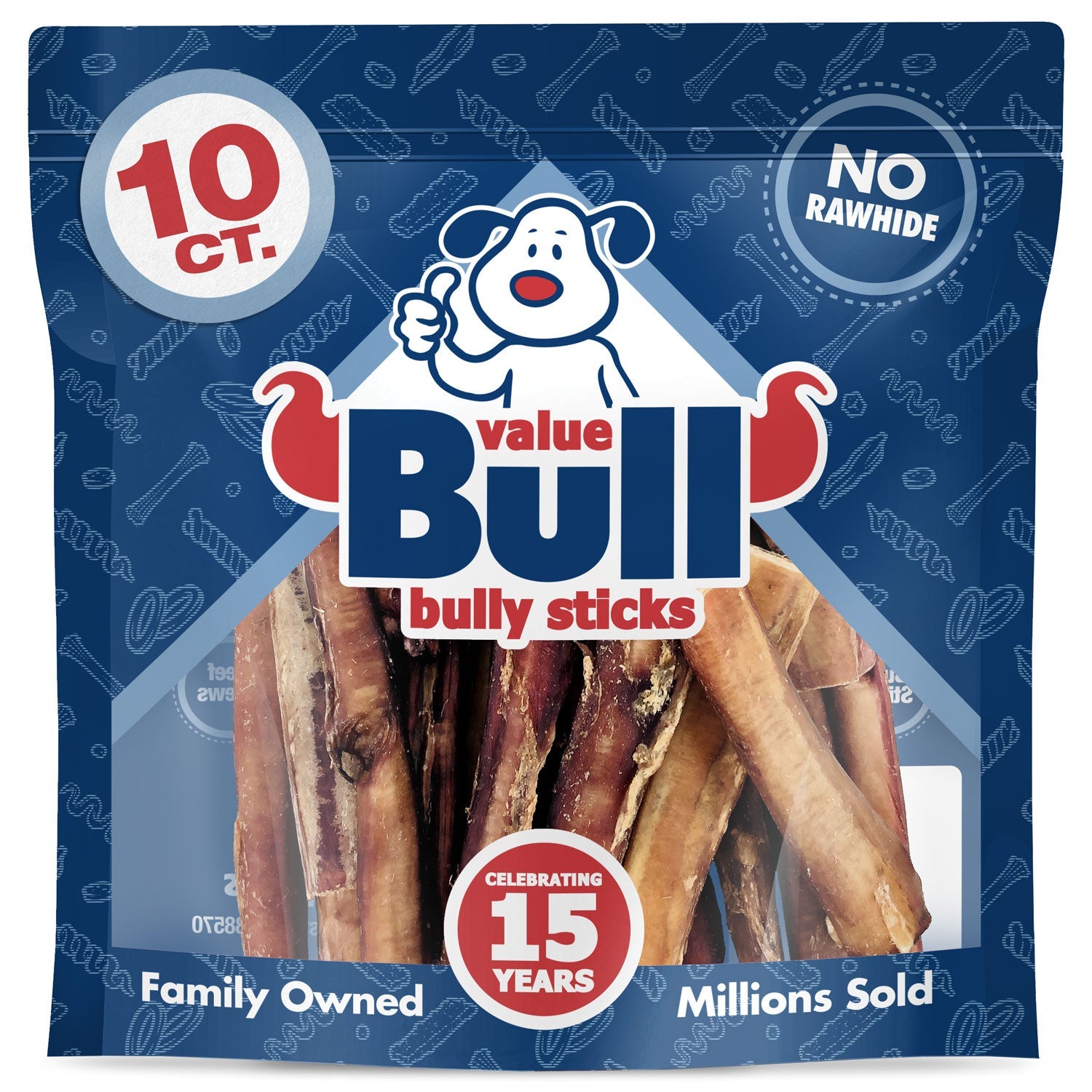 ValueBull Bully Sticks for Large Dogs, Varied Shapes, Super Jumbo 4-6 Inch, 10 Count