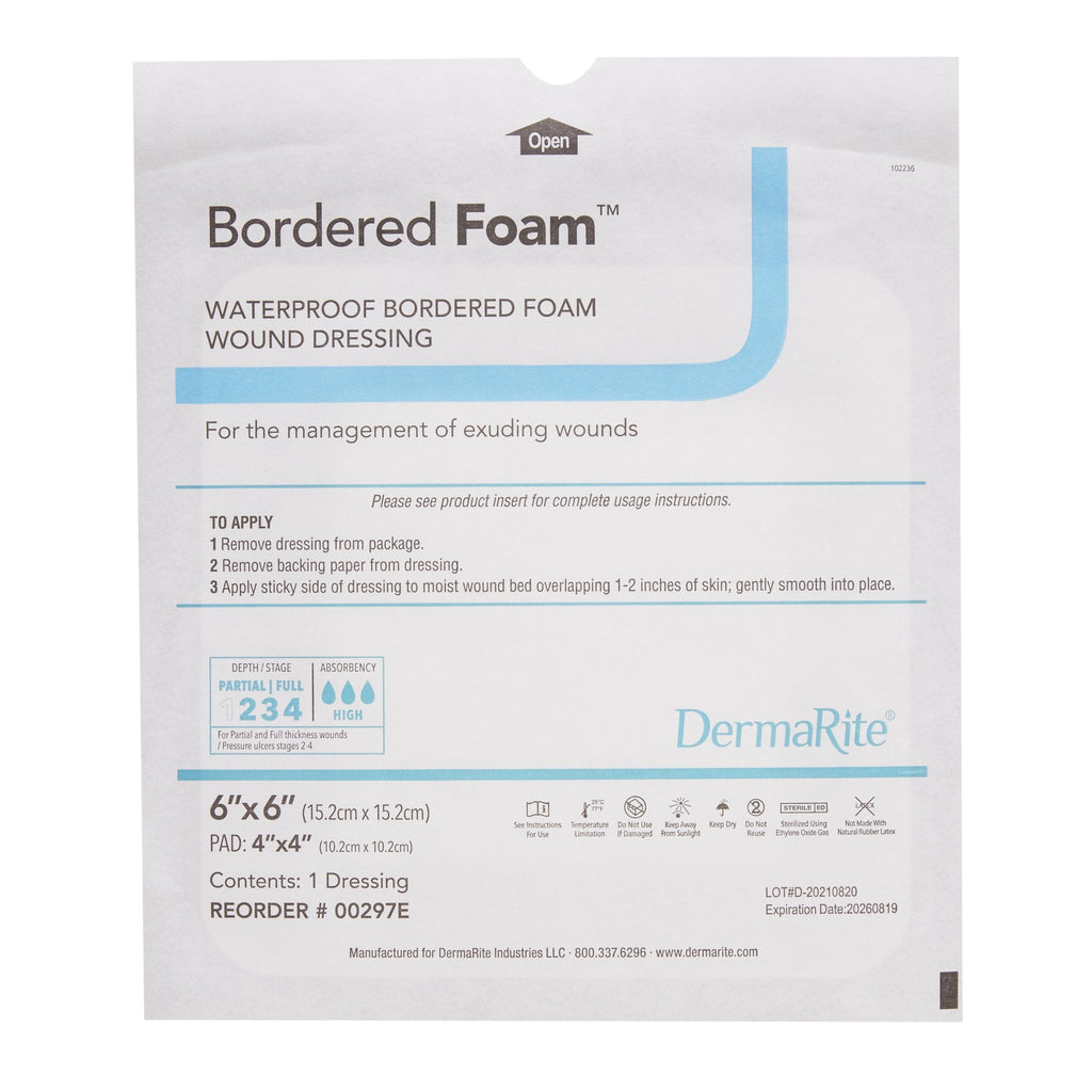 BorderedFoam® Adhesive with Border Foam Dressing, 6 x 6 Inch 00297E