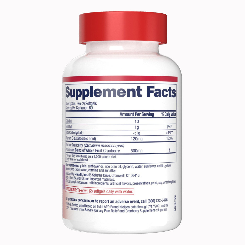 Urinary Tract Health Dietary Supplement AZO® Softgel 120 per Bottle 787651760230