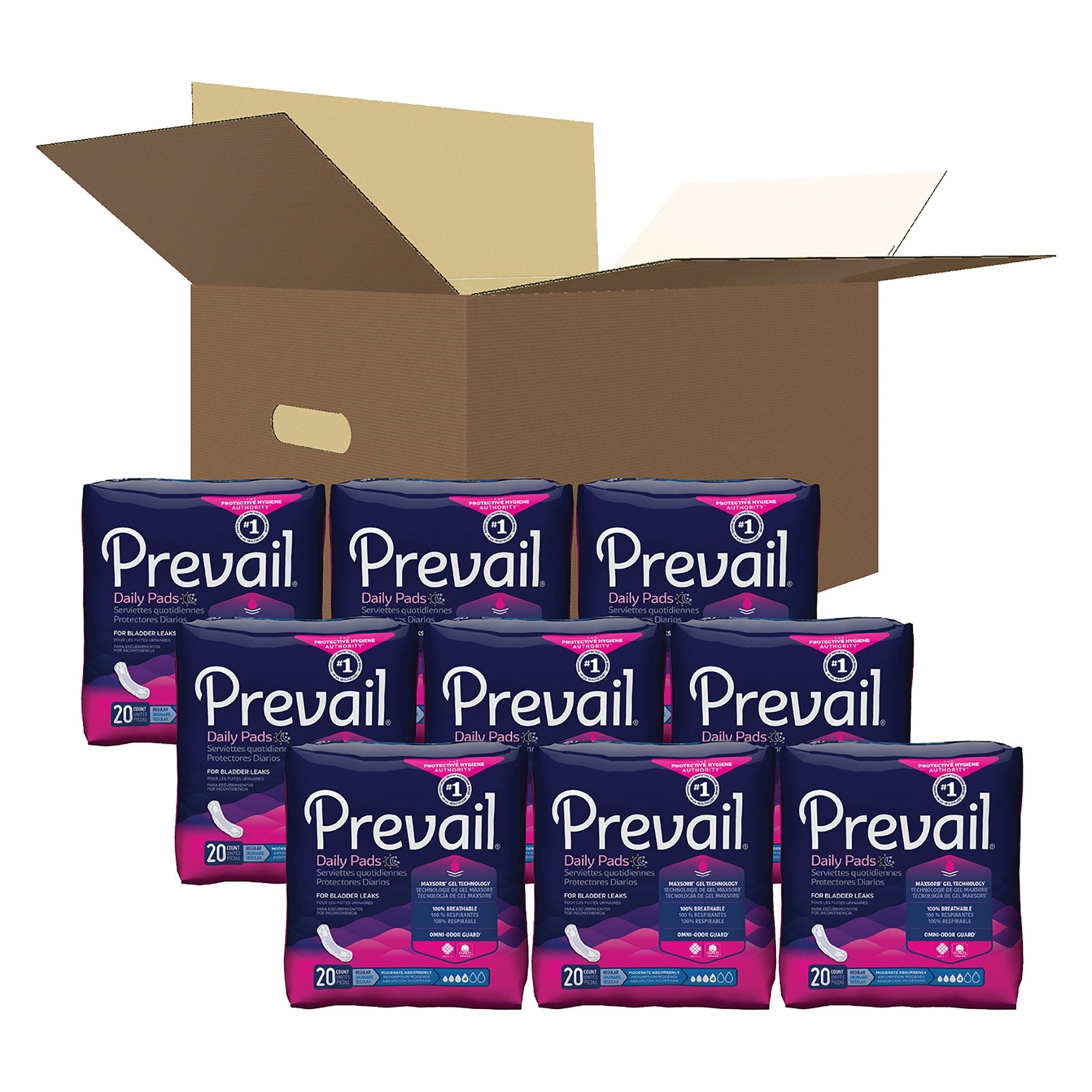 Prevail® Daily Pads Moderate Bladder Control Pad, 9¼-Inch Length BC-012