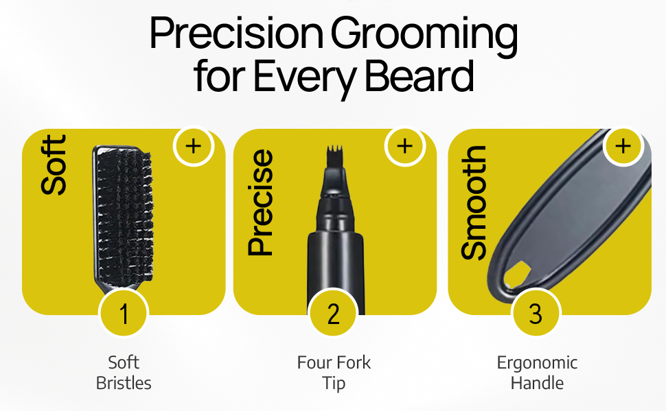 SELZALOT 4-Tip Beard Filler Pen Kit - Waterproof, Sweat-Proof, Long-Lasting Coverage for a Fuller Beard with Brush