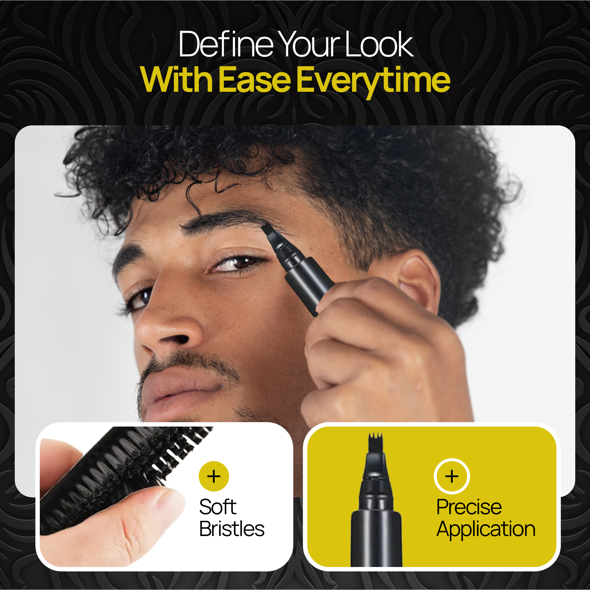 SELZALOT 4-Tip Beard Filler Pen Kit - Waterproof, Sweat-Proof, Long-Lasting Coverage for a Fuller Beard with Brush