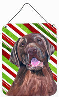 Labrador Candy Cane Holiday Christmas Wall or Door Hanging Prints Aluminum Metal Sign Kitchen Wall Bar Bathroom Plaque Home Decor Front Door Plaque, 12x16, Multicolor