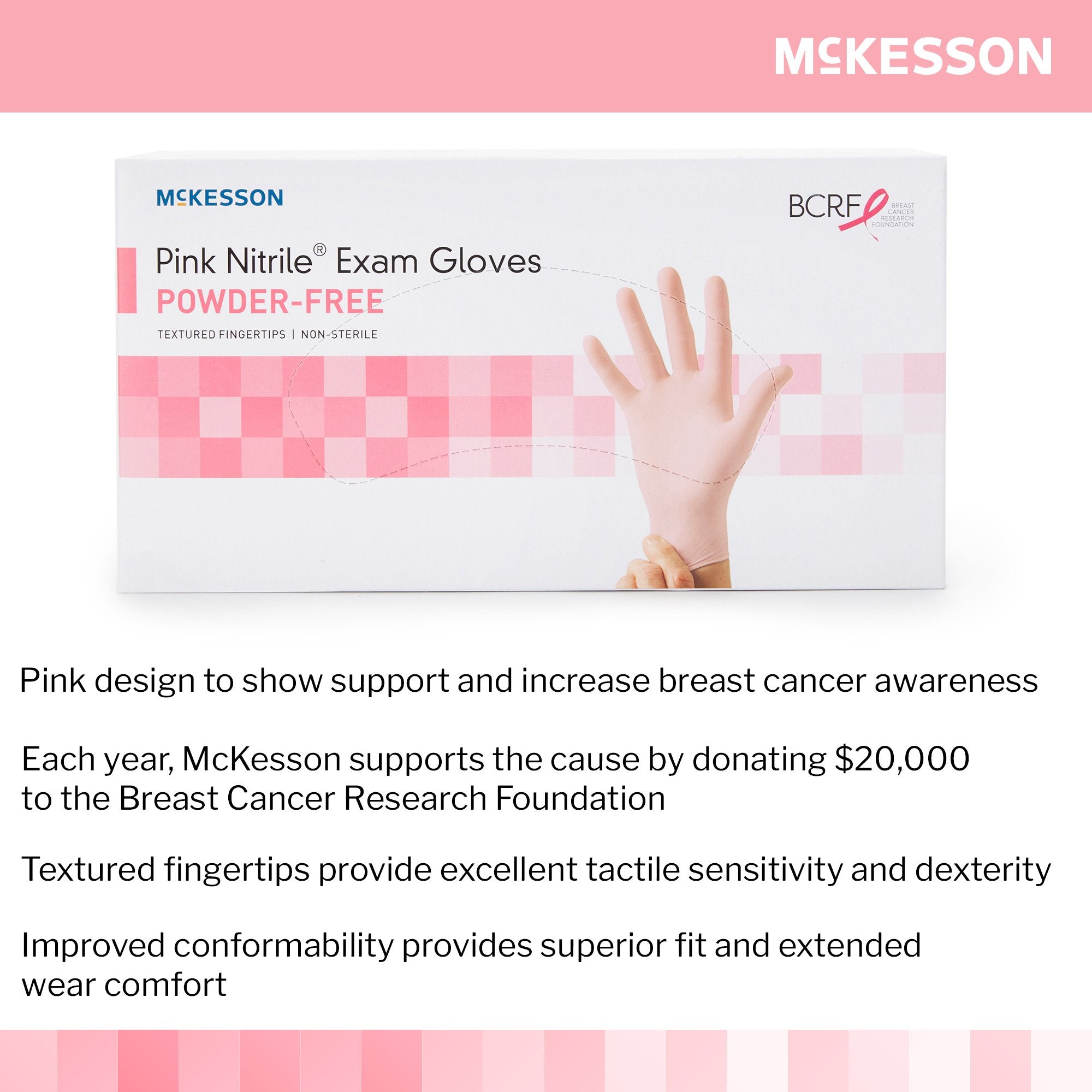 McKesson Pink Nitrile® Nitrile Exam Glove, Large, Pink 14-6NPNK6