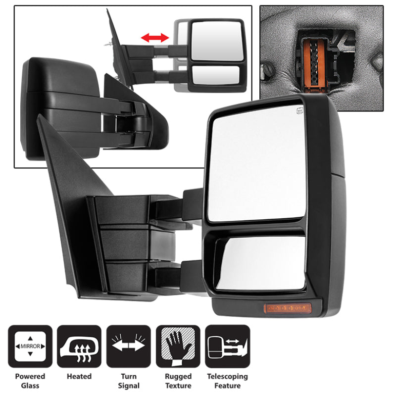 SPYDER Xtune Ford F150 04-06 Power Heated Amber LED Signal Telescoping Mirror Right MIR-FF15004S-PWH-AM-R 9935374