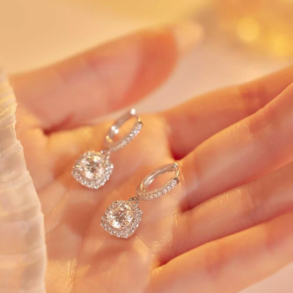 1 Carat Moissanite 925 Sterling Silver Hoop Drop Earrings