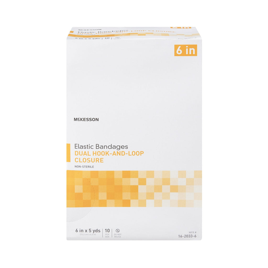McKesson Double Hook and Loop Closure Elastic Bandage, 6 Inch x 5 Yard 16-2033-6