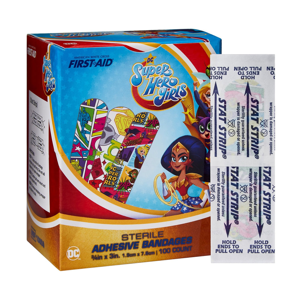 American® White Cross First Aid DC Super Hero Girls Kid Design Adhesive Strips 10859