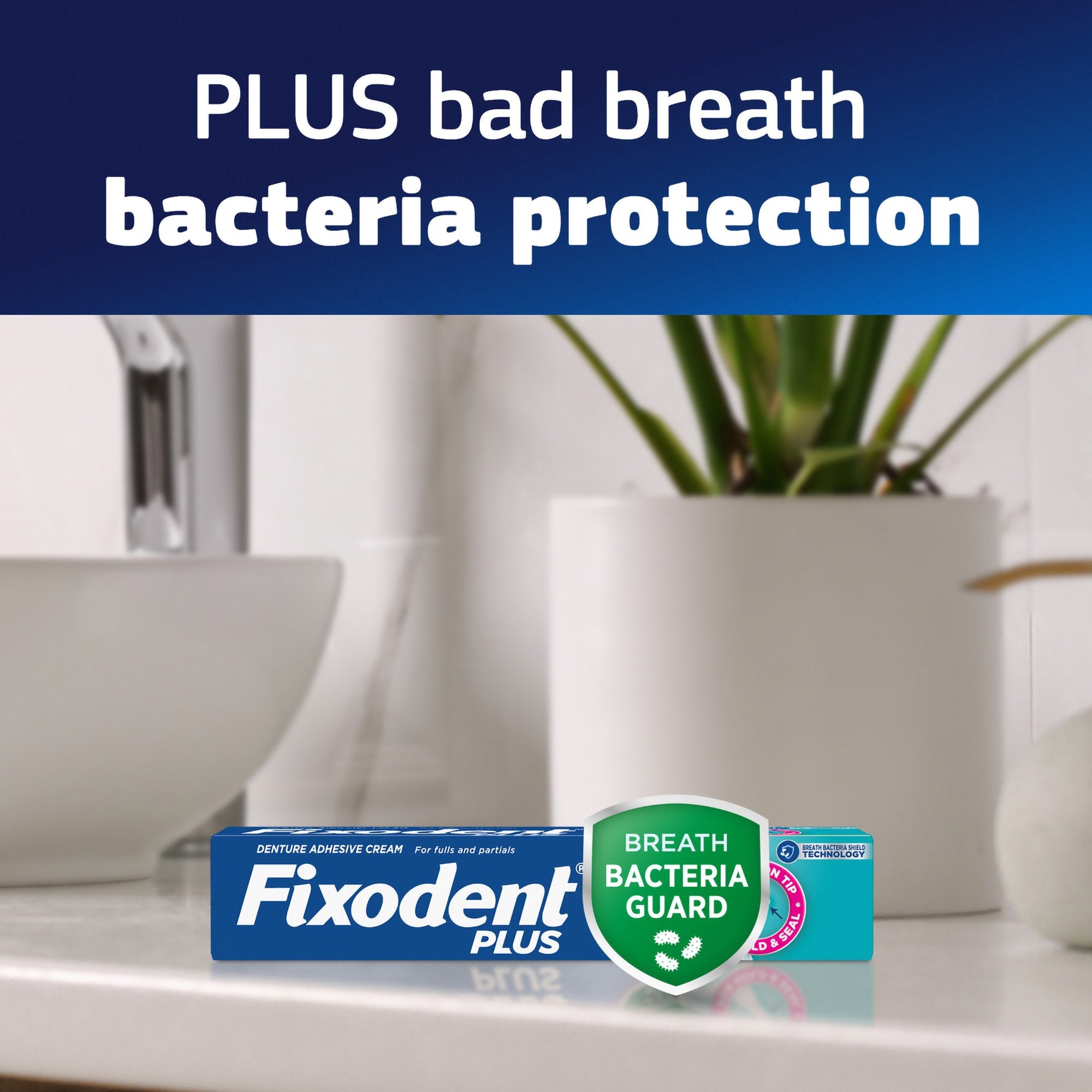 Fixodent Plus Denture Adhesive Cream Breath Bacteria Guard 03700096070