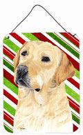 Labrador Candy Cane Holiday Christmas Wall or Door Hanging Prints Aluminum Metal Sign Kitchen Wall Bar Bathroom Plaque Home Decor Front Door Plaque, 12x16, Multicolor