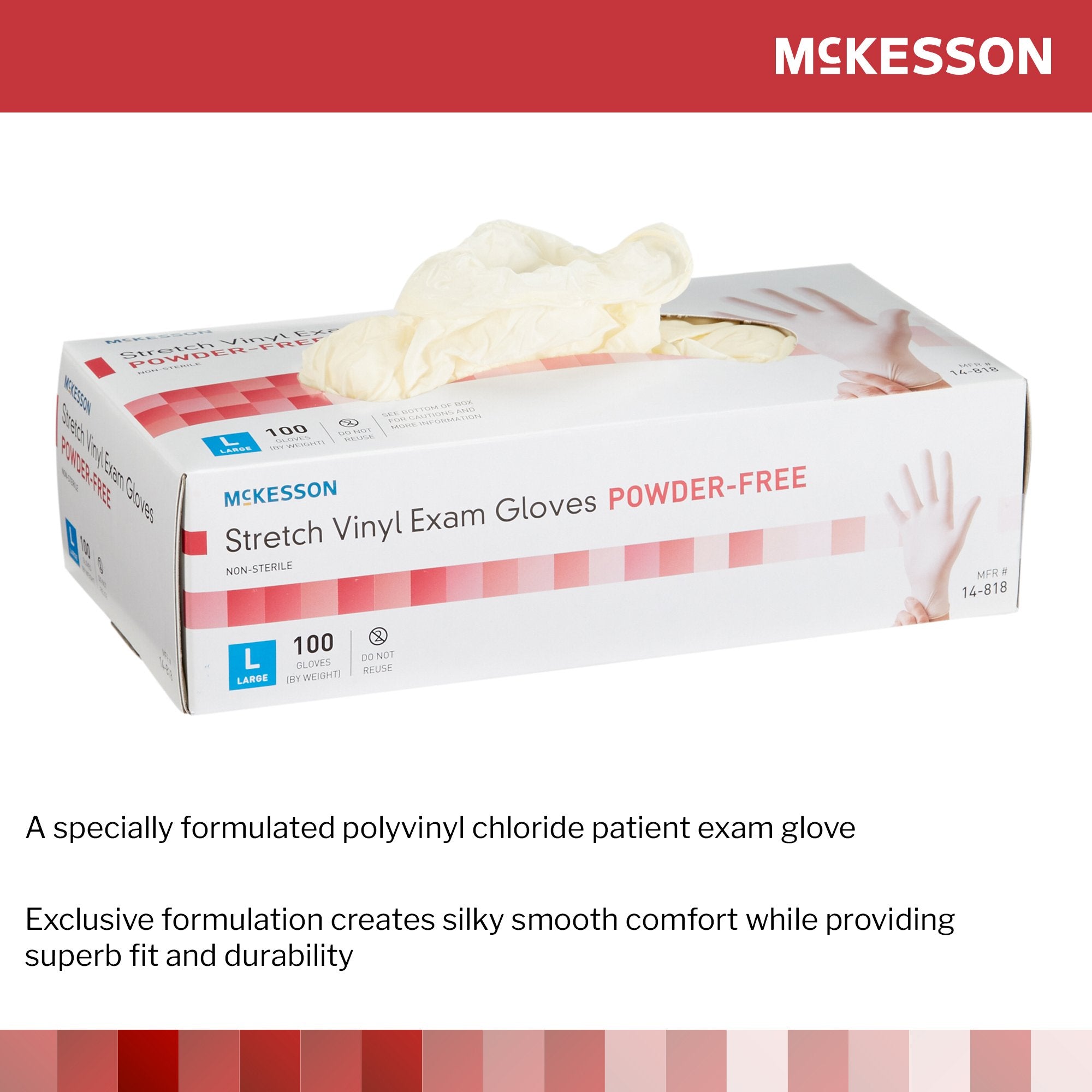 McKesson Stretch Vinyl Exam Glove, Large, Ivory 14-818