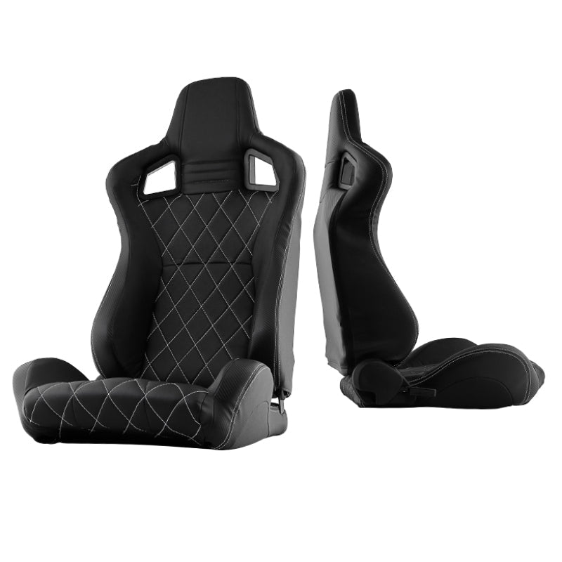 SPYDER Xtune Scs Style Racing Seat Carbon Pu White X Black/Black Passenger Side RST-SCS-05-BKWX-PA 9933981