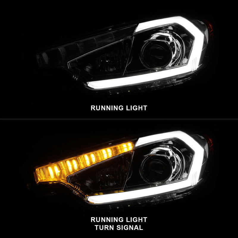 ANZO 2014-2016 Kia Forte Projector Headlights w/ Light Bar Chrome Housing 121561