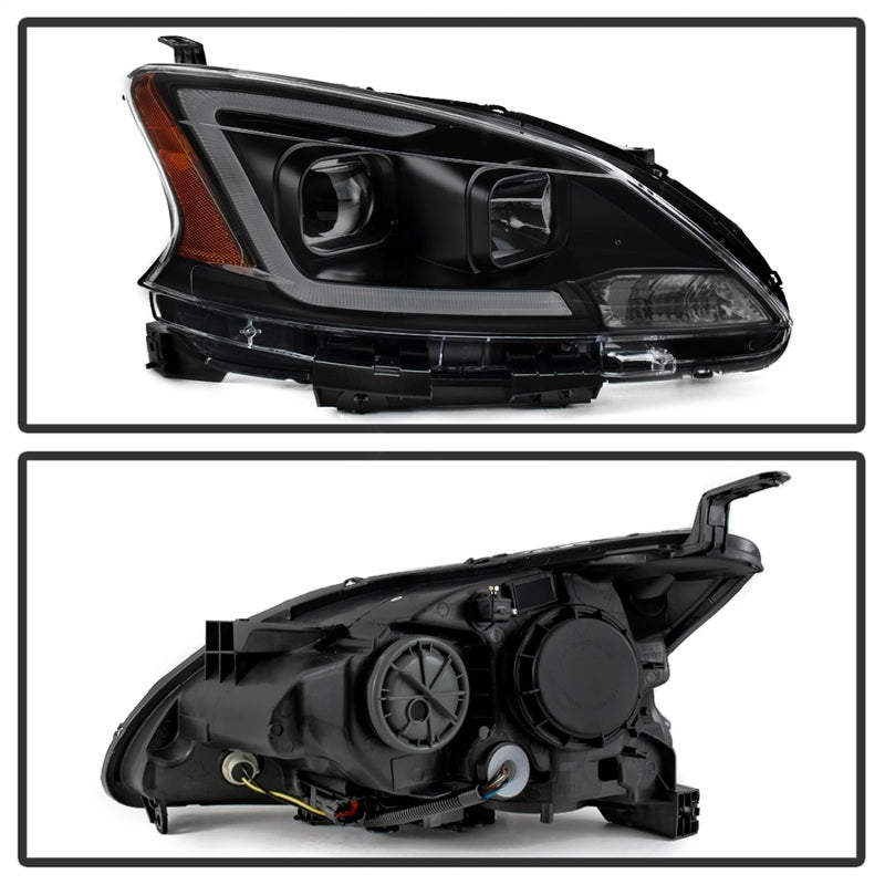 SPYDER xTune 13-15 Nissan Sentra DRL LED Light Bar Proj Halogen Headlights - Blk Smoke (PRO-JH-NS13-LB-BSM) 9042973