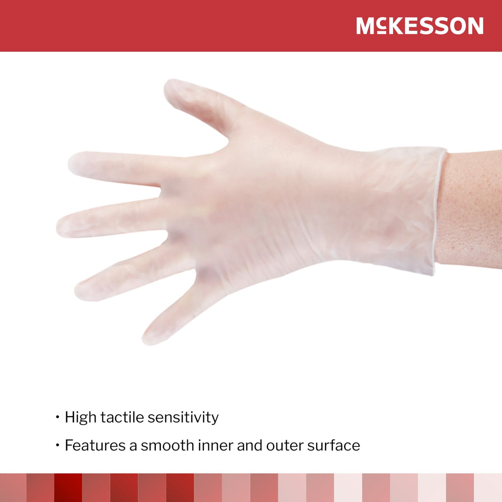 McKesson Vinyl Exam Glove, Small, Clear 14-134