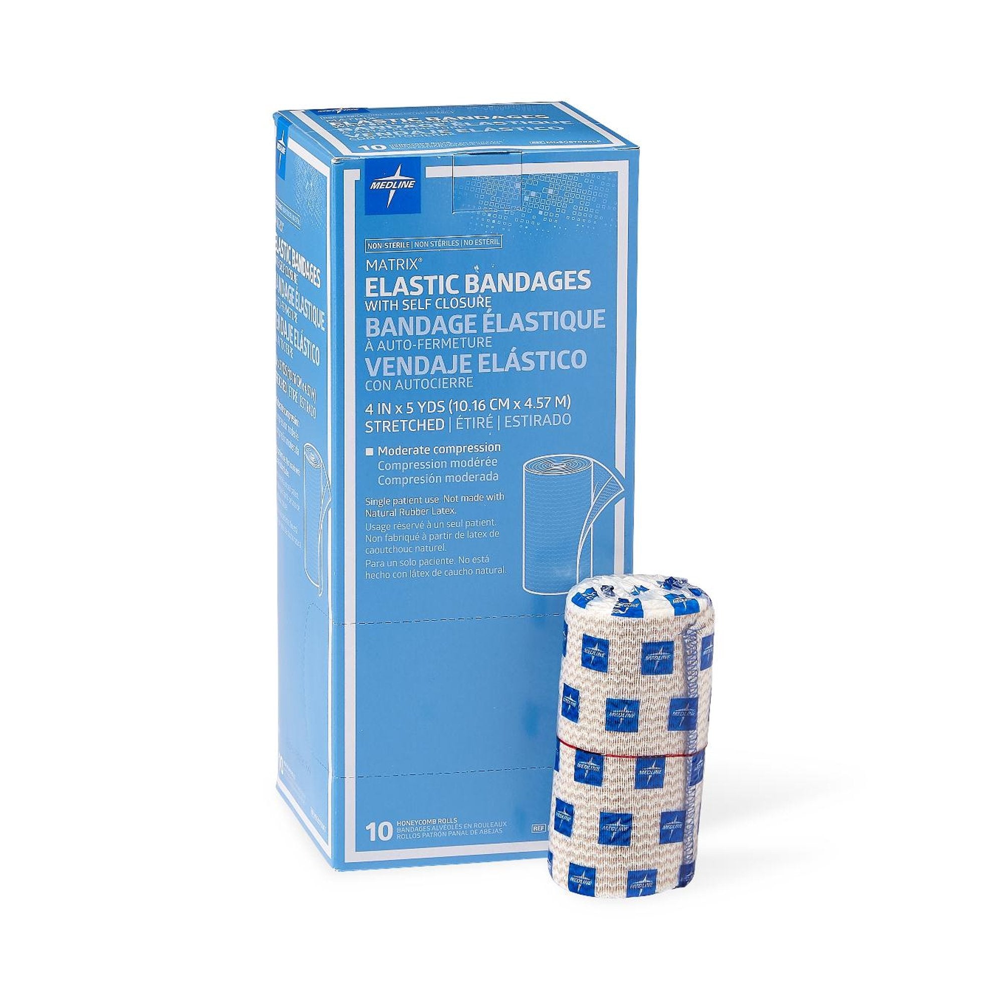 Matrix Double Hook and Loop Closure Elastic Bandage, 4 Inch x 5 Yard MDS087004LF