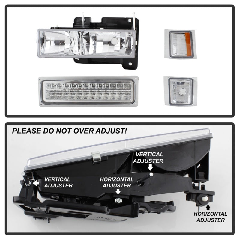SPYDER Xtune 92-94 Blazer Full Size Corner/LED Bumper Headlights Chrome HD-JH-CCK88-LED-AM-C-SET 5069559