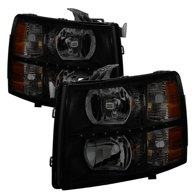 SPYDER Xtune Chevy Silverado 07-13 Crystal Headlights w/ Drl LED Design Black Smoked HD-JH-CS07-LED-BSM 9032974