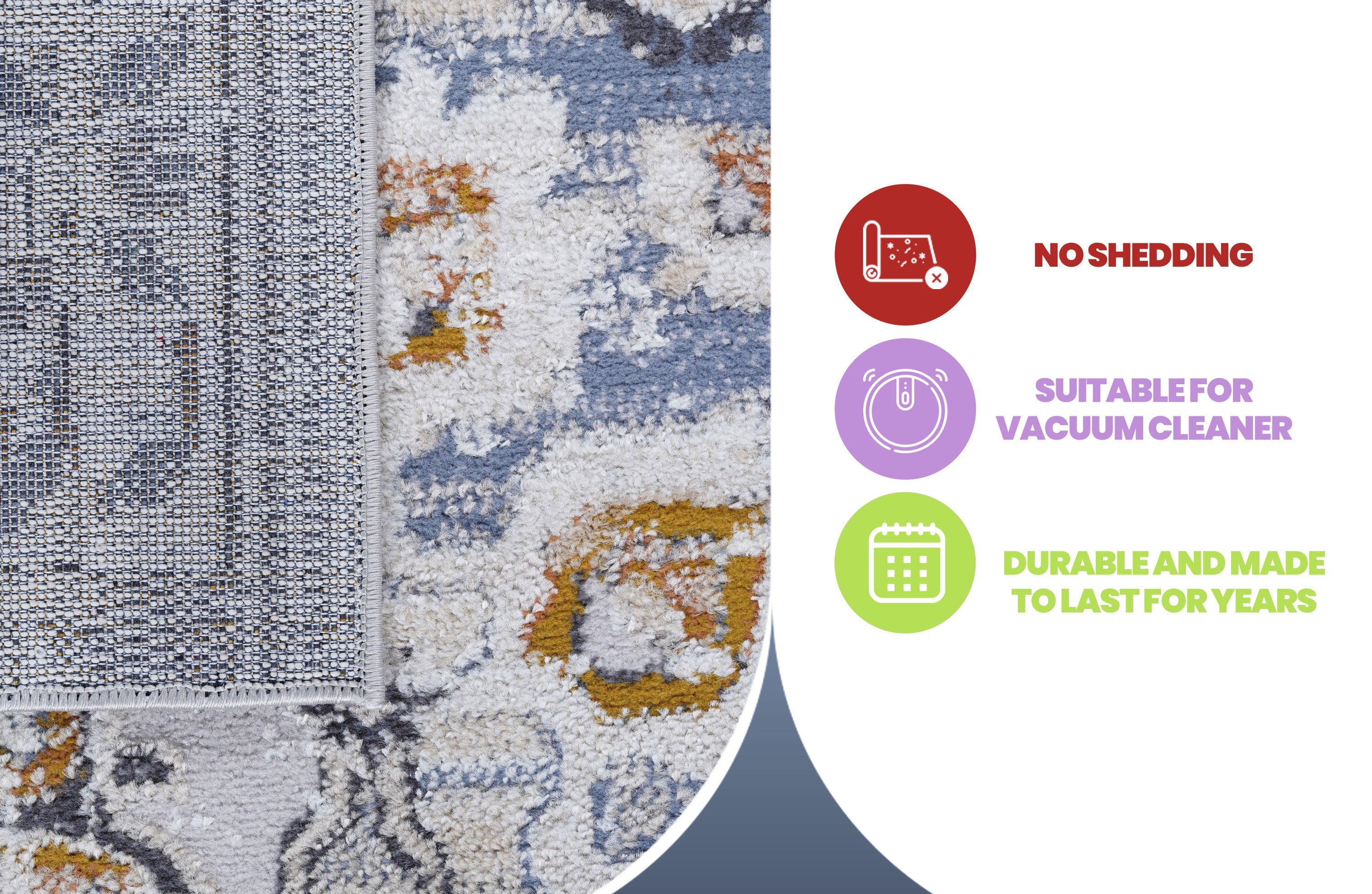 NAAR PAYAS Collection 2X8 Cream / Gold / Medallion Runner Rug