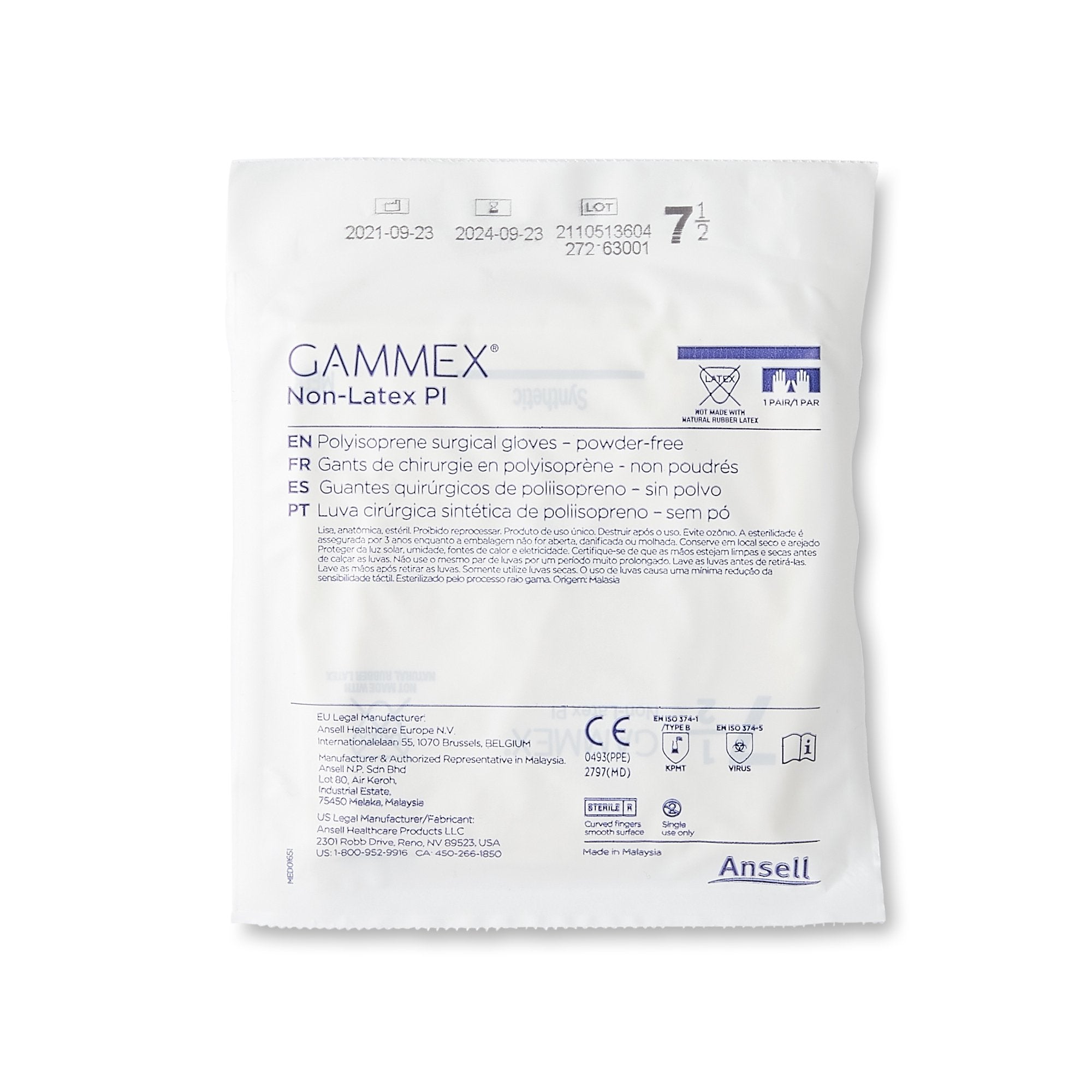 Gammex® Non-Latex PI Polyisoprene Surgical Glove, Size 7.5, White 20685775