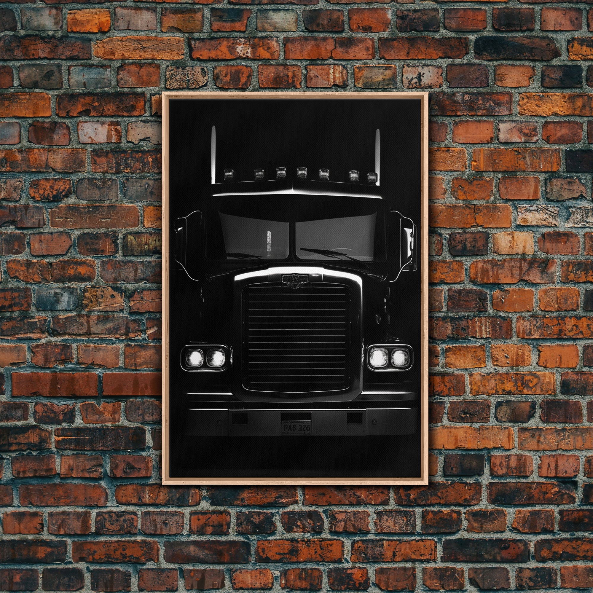 Semi Truck Wall Art, Big Rig Print, Black And White Print, Minimalist Print. Wall Decor, Canvas Art, Wall Art, Framed Canvas Wall Art