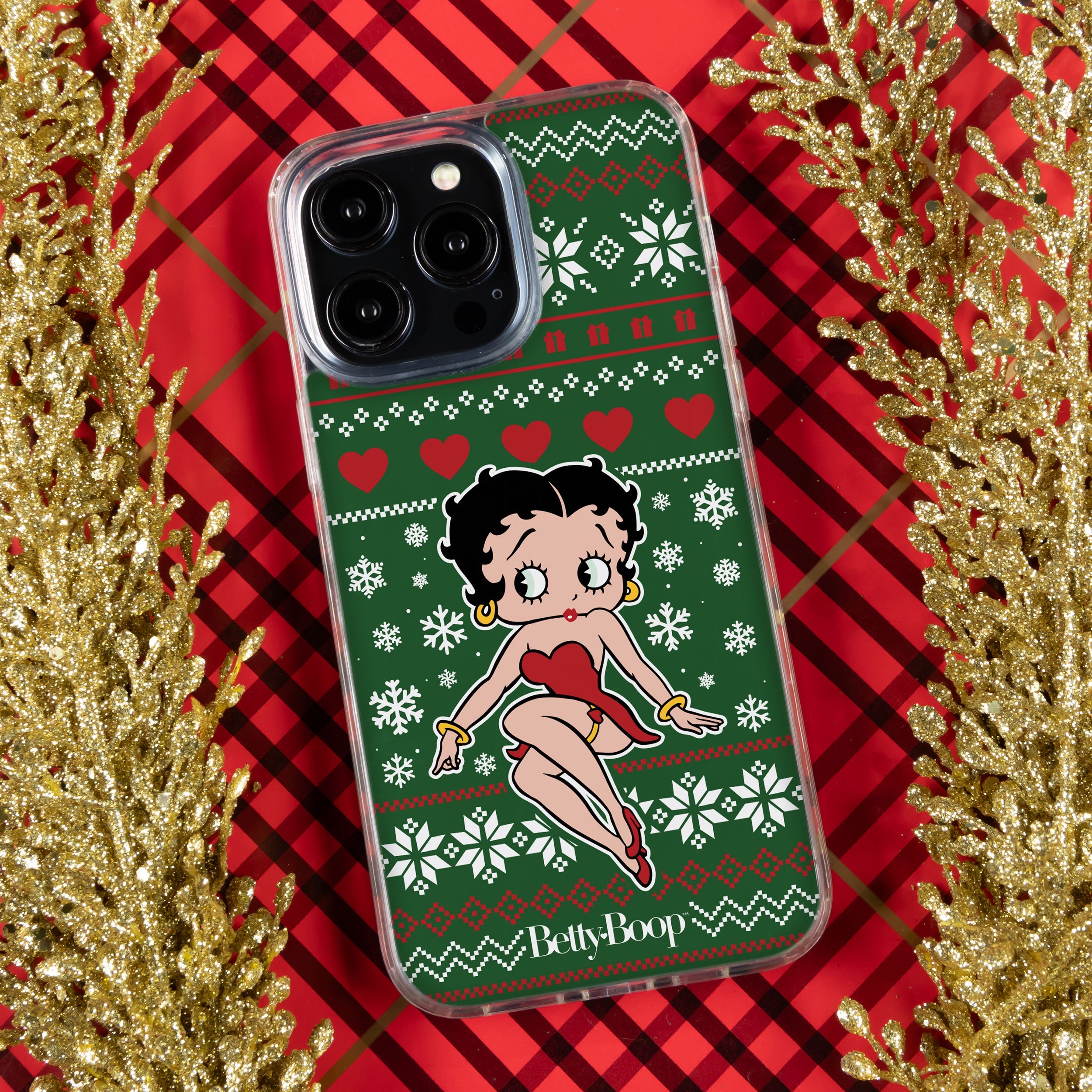 Betty Boop Happy Holidays HD Apple iPhone 14 Series Mag-Safe Phone Case