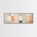 MCM Style Abstract Square, Framed Canvas Print, Mid-Century Modern Wall Art, Pastel Colors, Large Horizontal Wall Art Print