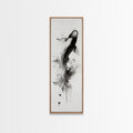Tall Skinny Koi Fish Painting Print, Black and White Wabi Sabi Wall Art, Koi Fish Wall Decor, Japanese Style Elegant Artwork, Narrow Wall Art