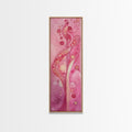 Abstract Botanical Framed Canvas Print Art Nouveau Print Pink Wall Art Whimsical Art Bedroom Decor Vertical Wall Art Boho Art