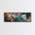 Vibrant Peacock Framed Canvas Print Mosaic Wall Art Boho Style Rustic Decor Above Sofa Art Living Room Statement Piece
