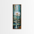 White Lotus, zen wall art, botanical prints, yoga art, teal wall art, sacred geometry wall art, framed canvas print, minimalist art