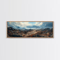 Moody Mountain Landscape Framed Canvas Print Dramatic Nature Art, Rustic Cabin Decor, Stormy Sky Painting, Wilderness Wall Art