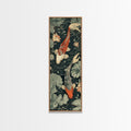 Koi Fish Swimming Gracefully Among Lotus Flowers – Framed Canvas Print Highlighting Skinny Art And Tall Art In Ukiyo-E Art And Japanese Style Art