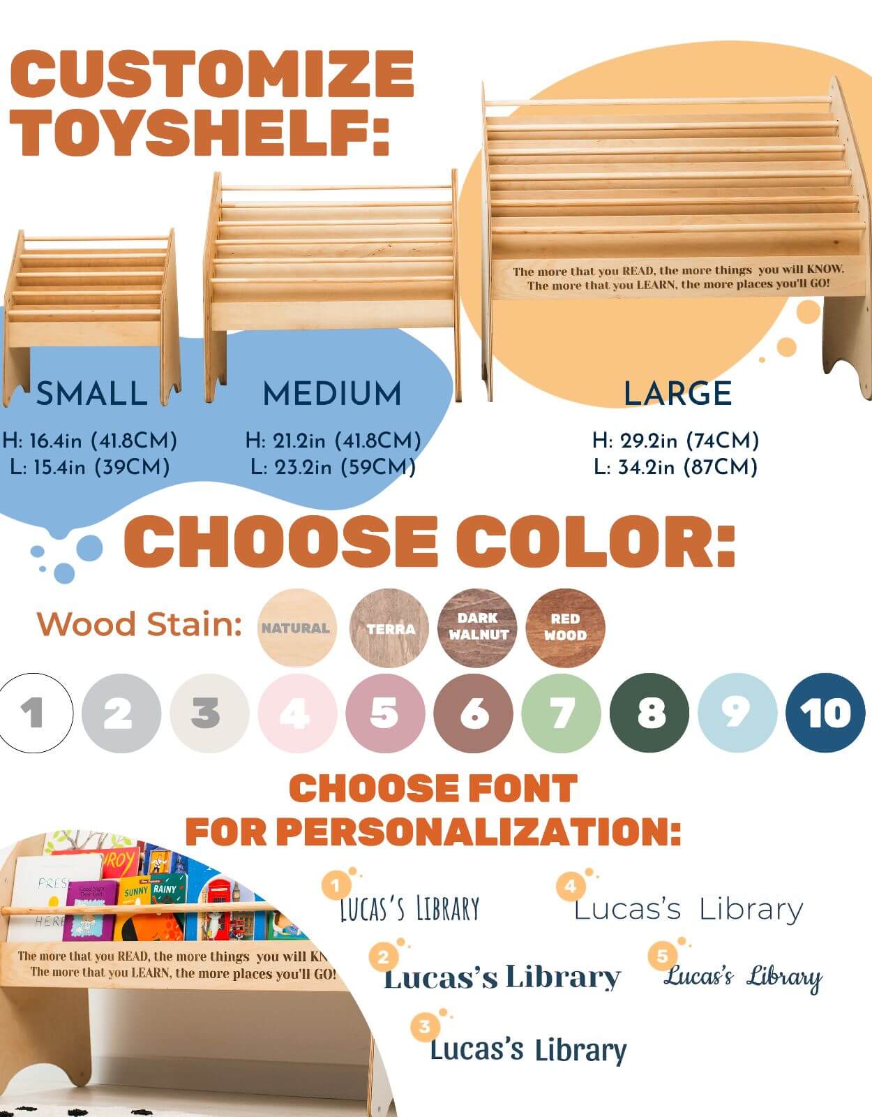 Wooden Montessori Bookshelf Natural (USA only)