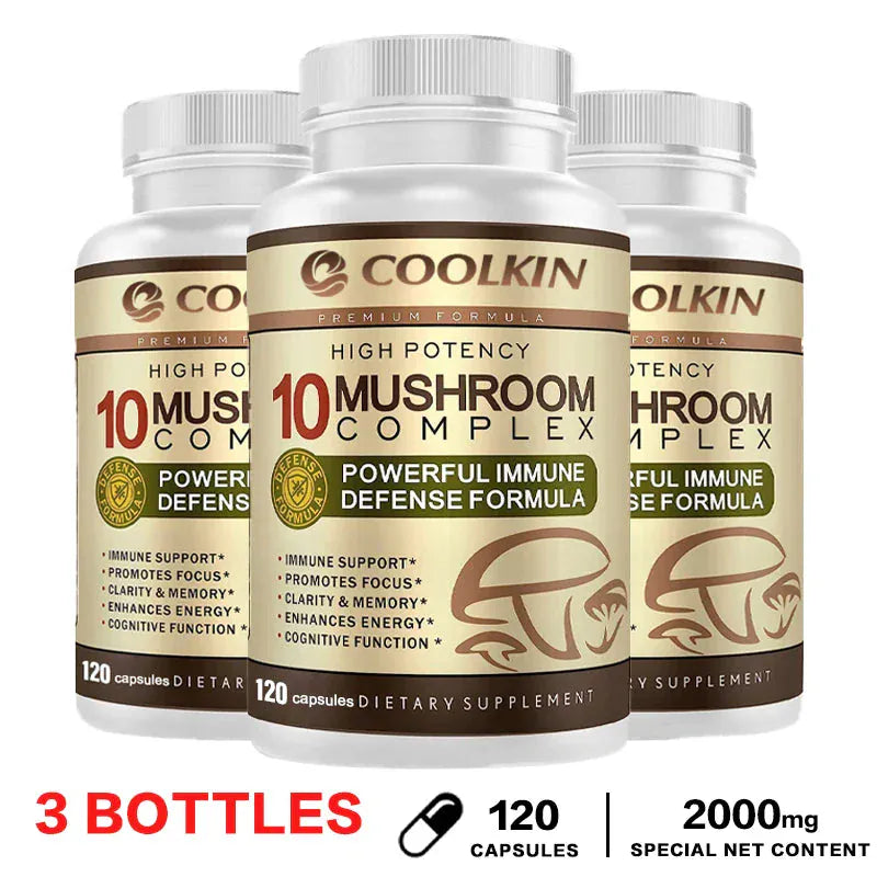 10 Mushroom Complex Capsules – Focus, Energy & Immune Support
