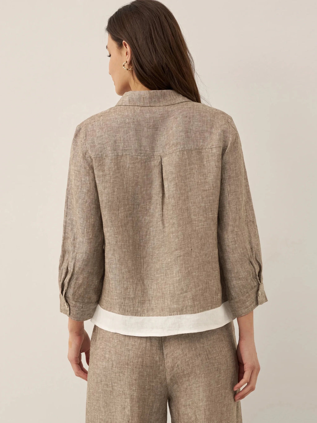 100% Linen Buttoned Closure Color - Blocked Shirt JANICE - PhishStones Products
