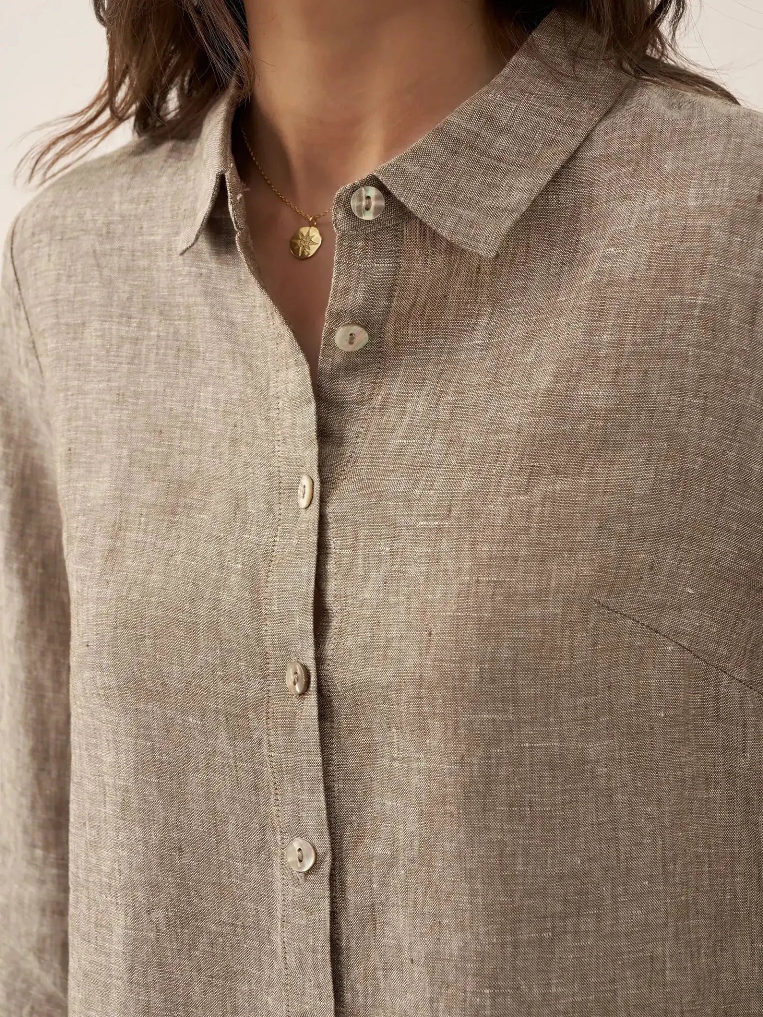 100% Linen Buttoned Closure Color - Blocked Shirt JANICE - PhishStones Products