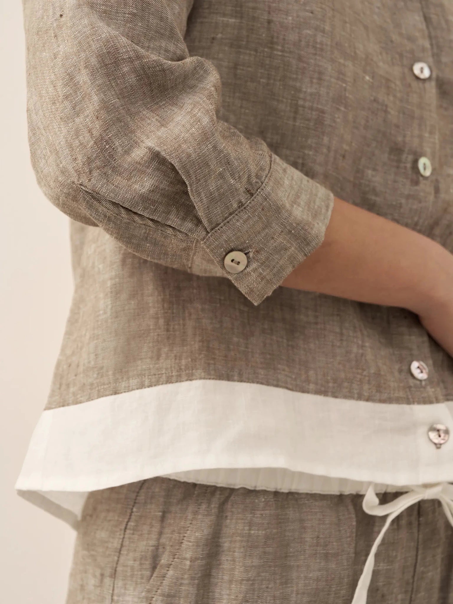 100% Linen Buttoned Closure Color - Blocked Shirt JANICE - PhishStones Products