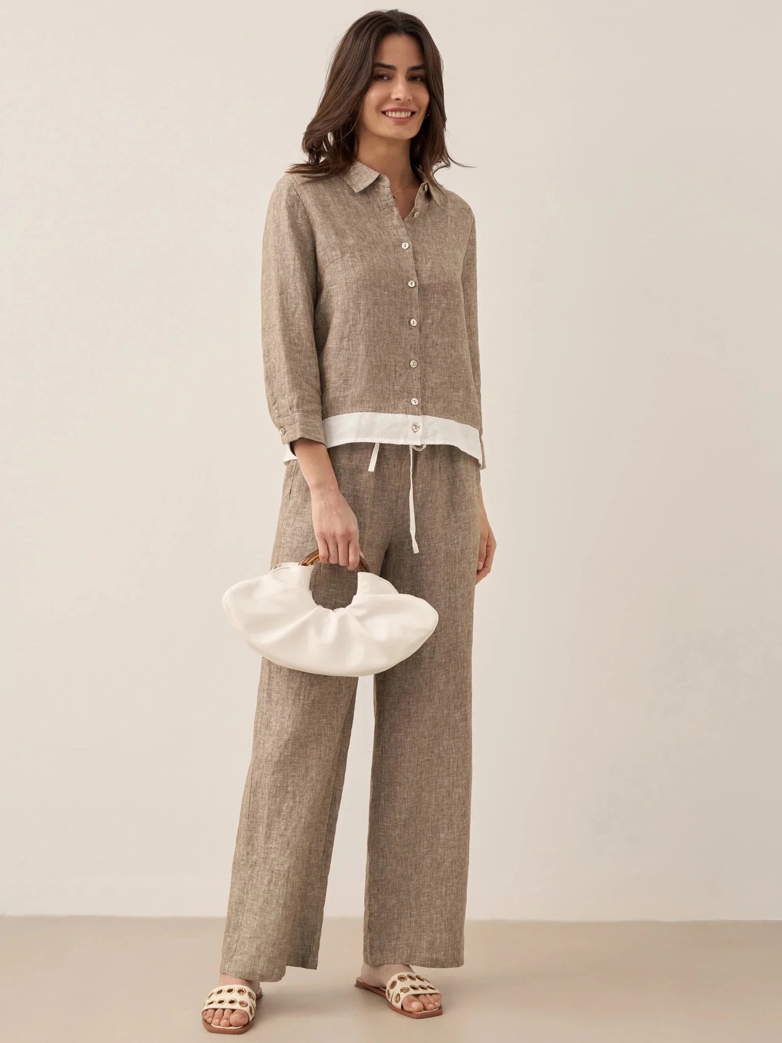 100% Linen Buttoned Closure Color - Blocked Shirt JANICE - PhishStones Products