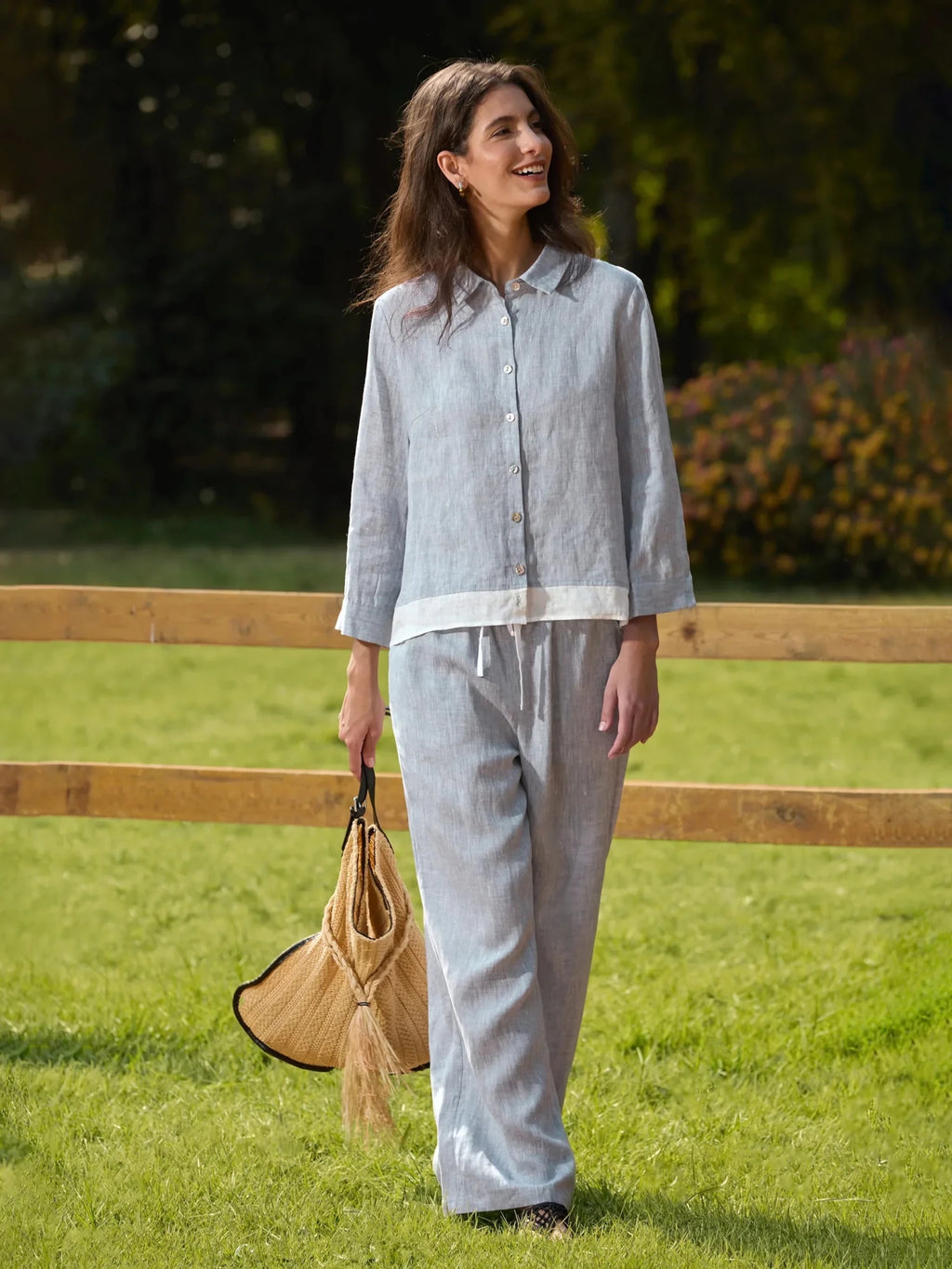 100% Linen Buttoned Closure Color - Blocked Shirt JANICE - PhishStones Products