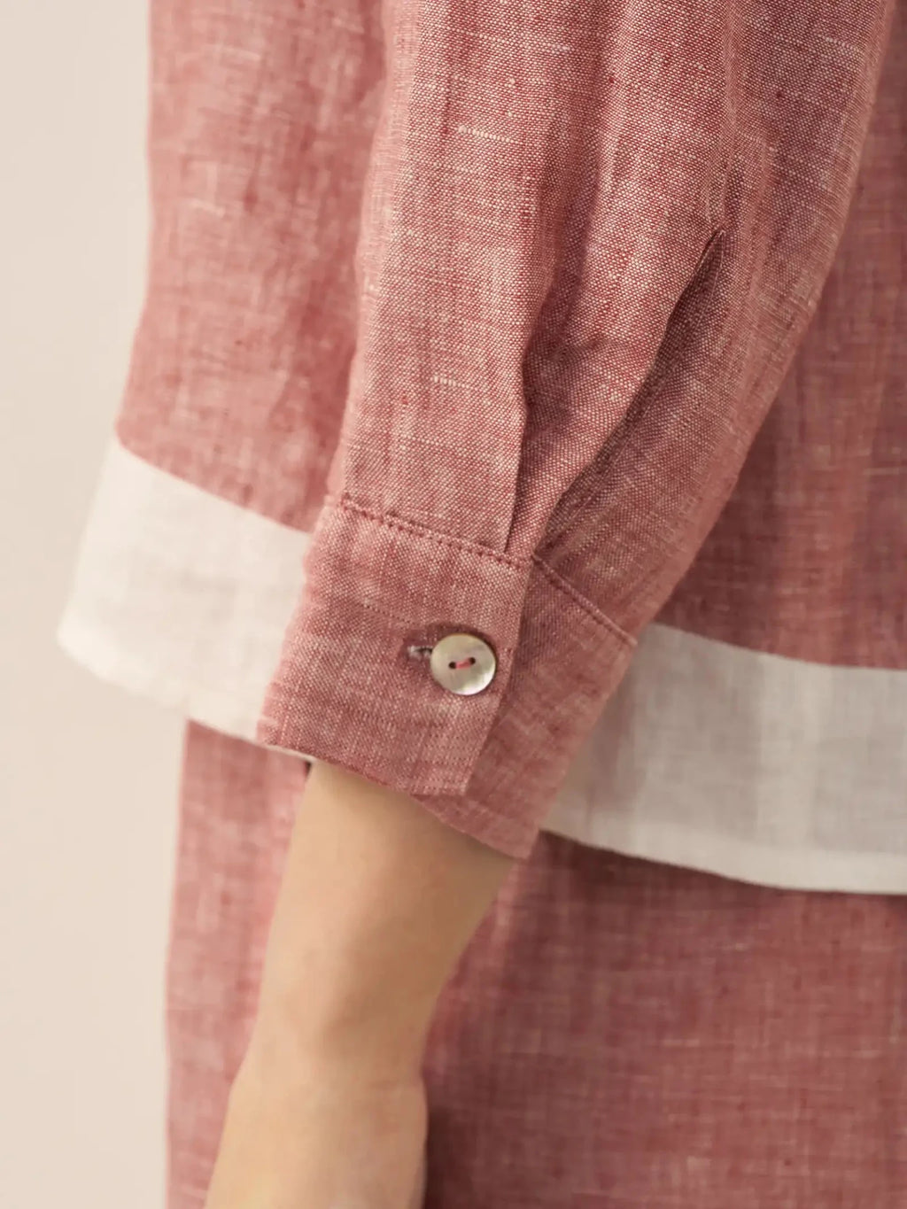 100% Linen Buttoned Closure Color - Blocked Shirt JANICE - PhishStones Products