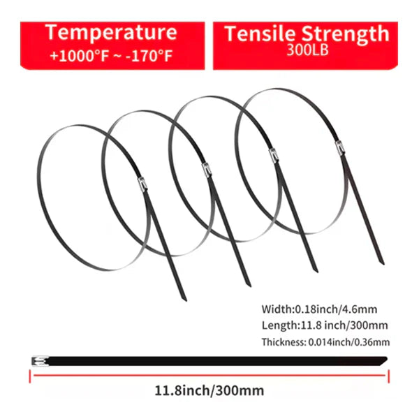 100 Pcs Heavy Duty 304 Stainless Steel Zip - PhishStones Products