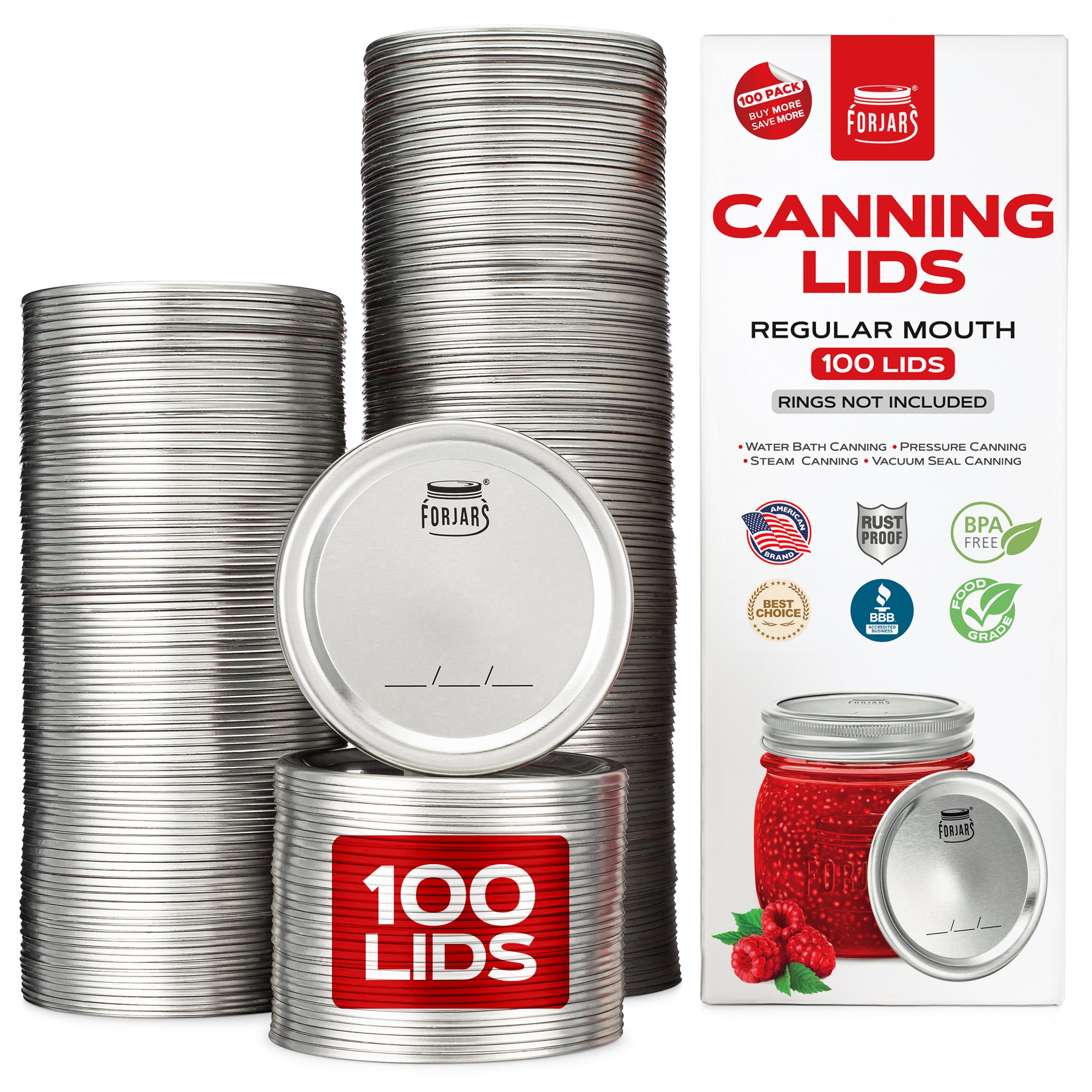 100 Regular Mouth Canning Lids - PhishStones Products