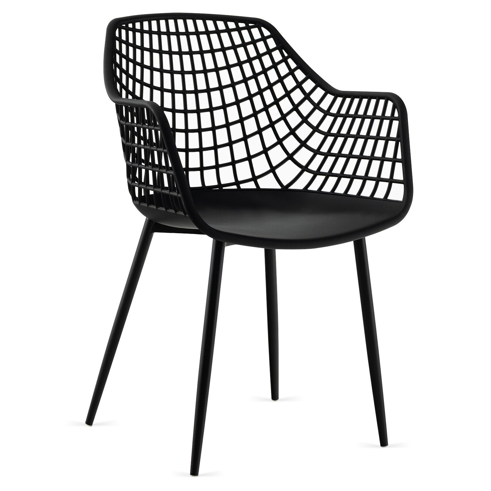 Set of 4 Heavy Duty Modern Dining Chair with Airy Hollow Backrest